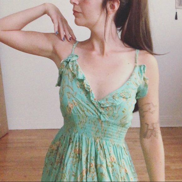 Long turquoise vintage sun dress - Picture 5 of 6
